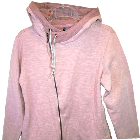 Kuhl Arva Asymmetrical Hoodie Full Zip Womens Large XL Pink Jacquard Two Tone - Picture 10 of 16
